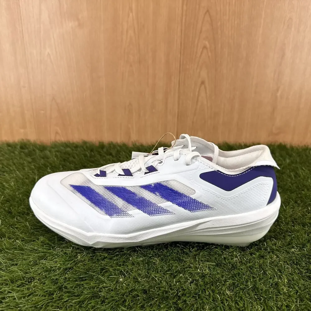 adidas Adizero Afterburner 10 White Team Purple Baseball Cleats JR3062 Mens Sz 8